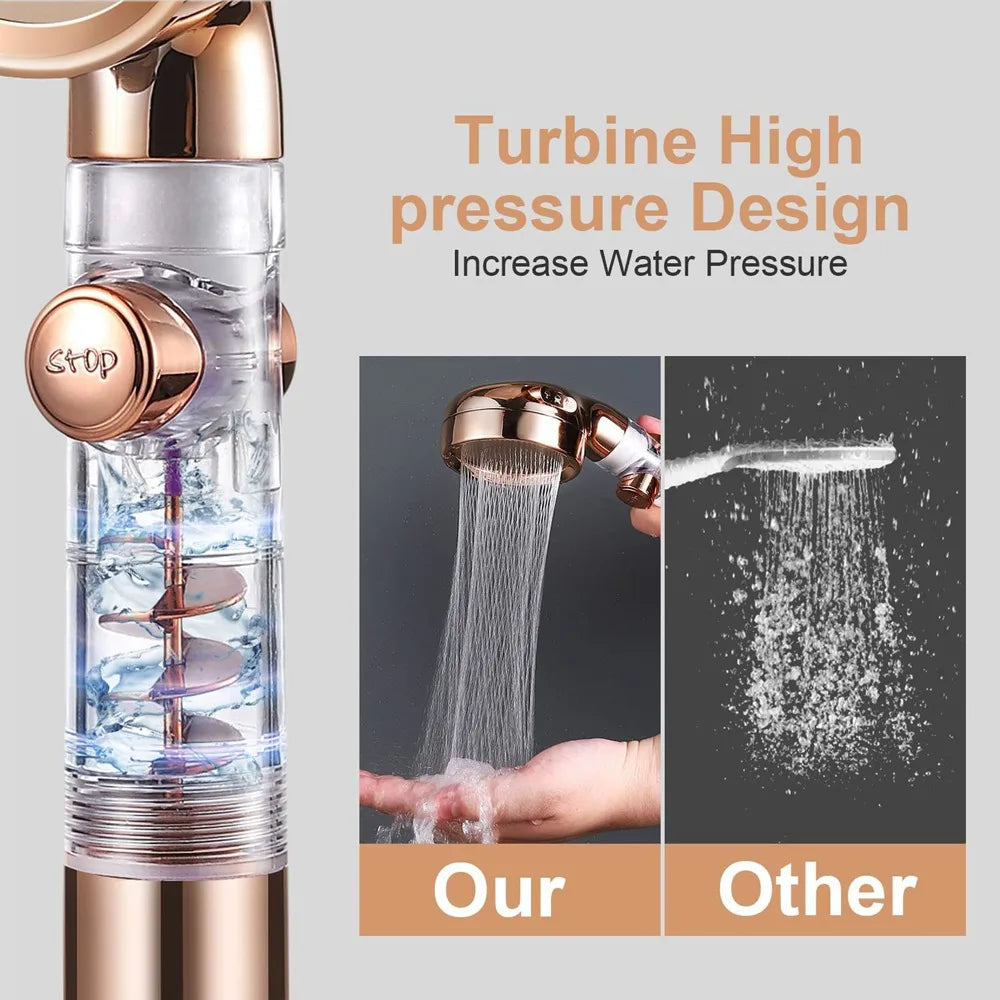 1Pc 3 Modes Turbocharged Shower Head High Pressure Water Saving Adjustable Handheld Showerhead Massage Filter Rainfall Nozzle