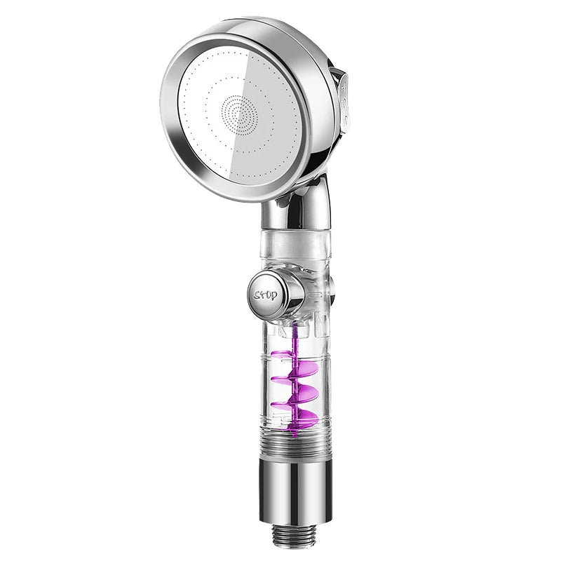 1Pc 3 Modes Turbocharged Shower Head High Pressure Water Saving Adjustable Handheld Showerhead Massage Filter Rainfall Nozzle