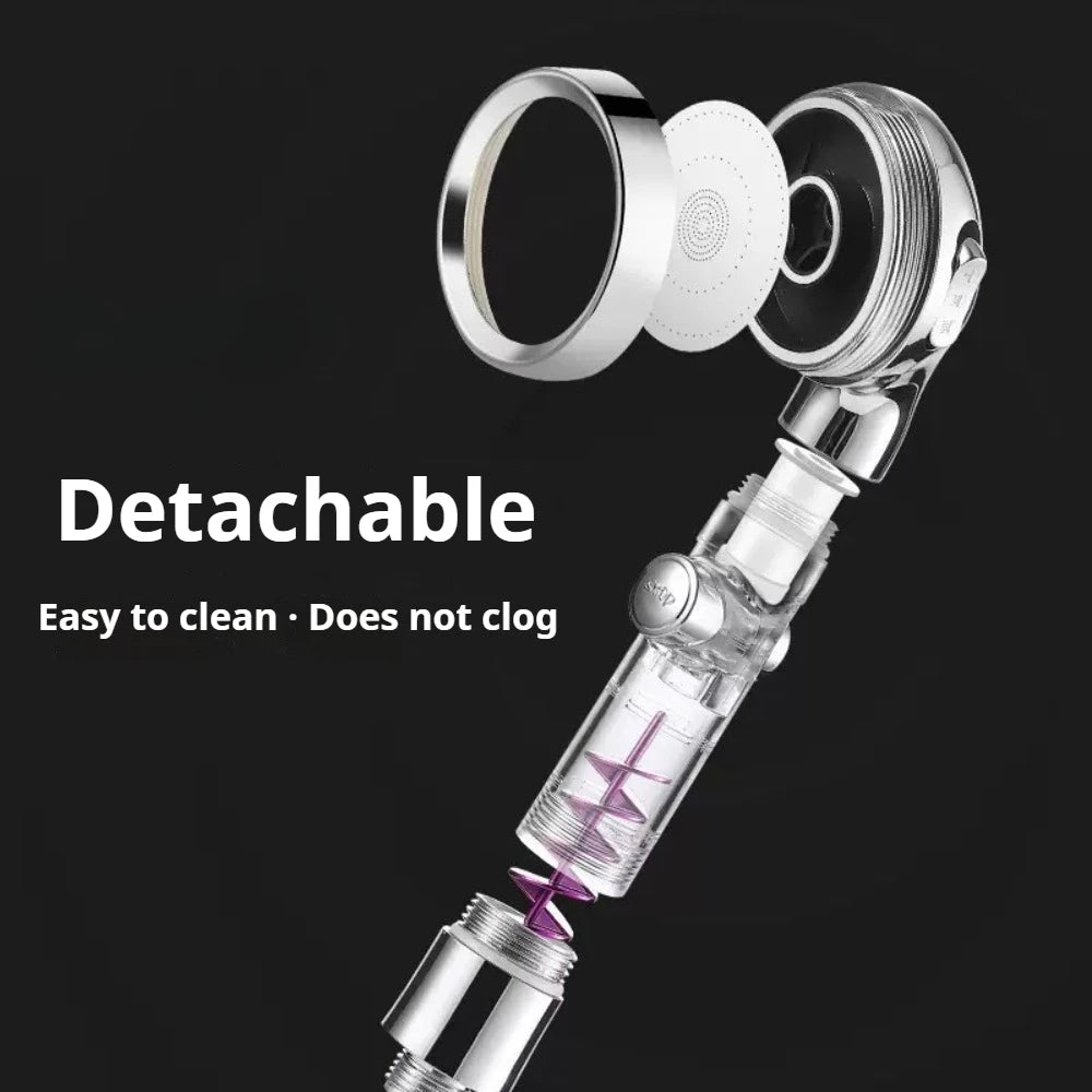 1Pc 3 Modes Turbocharged Shower Head High Pressure Water Saving Adjustable Handheld Showerhead Massage Filter Rainfall Nozzle